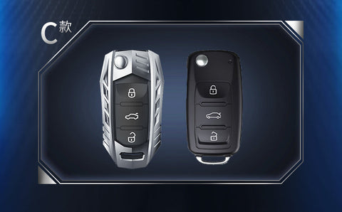 Skoda/Volkswagen Old Flip Key Armour Metal Alloy Keycase with Holder & Rope Chain