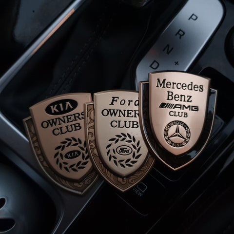 3D Owners Club Car Metal Emblem Badge Sticker Decal (Gold)