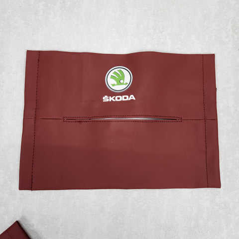 Car Tissue Bag Organiser with Logo (Maroon Color)