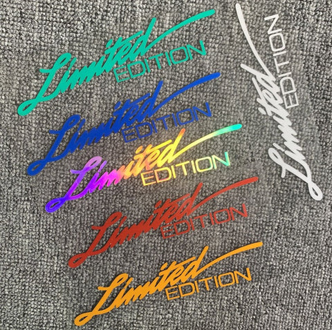 Limited Edition Reflective Sticker 16x4 cm (White, Red, Metallic)