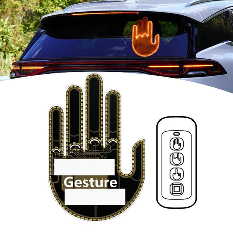 3in1 Car Finger Gesture Light with Remote Signs Gesture Light Car Rear Window Lamp