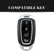 Hyundai Verna (4 Button) Key Luxury Metal Alloy Leather Keycase with Holder & Rope Chain