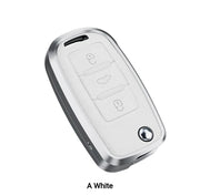 Skoda/Volkswagen Old Flip Key Exclusive Aluminium Alloy Leather Keycase with Holder & Rope Chain