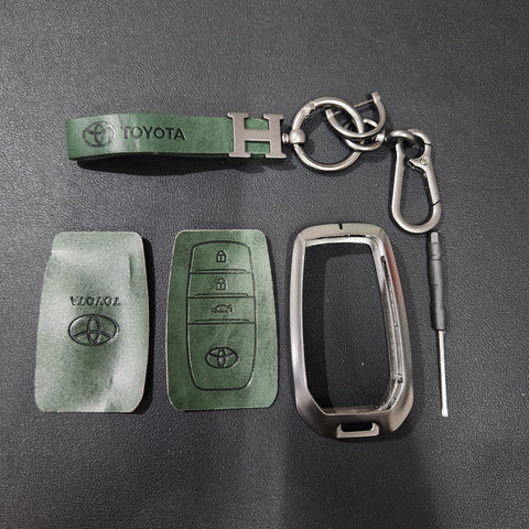 Fortuner/Hycross New Key Metal Alloy Leather Keycase with Holder & Rope Chain
