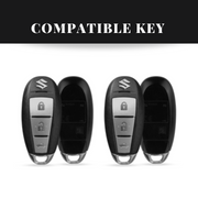 Suzuki Ciaz/Baleno/Scross 3 Button Key Luxury Pure Handmade Oilwax Leather Keycase with Logo, Caption, Hook, and Chain