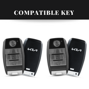 Kia Seltos/Sonet 4 Button Key Luxury Pure Handmade Oilwax Leather Keycase with Logo, Caption, Hook, and Chain