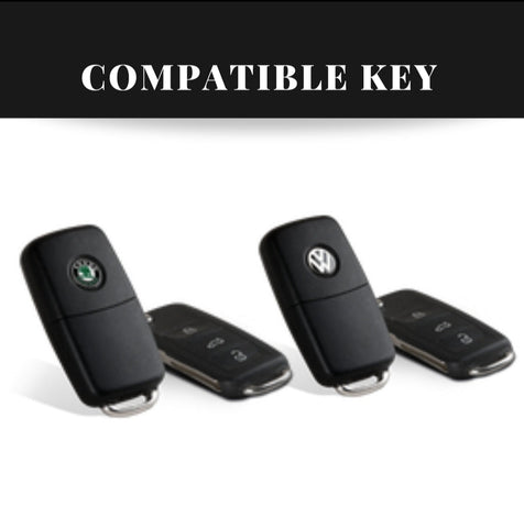 Skoda/Volkswagen Old Flip Key Armour Metal Alloy Keycase with Holder & Rope Chain