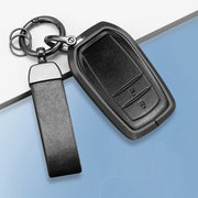 Innova Crysta / Hycross Keyless (2 Button Key) Exclusive Aluminium Alloy Leather 2.0 Keycase with Holder & Rope Chain