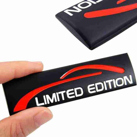 3D Limited Edition v4.0 Metal Sticker Decal Black (9x2.3 cm)