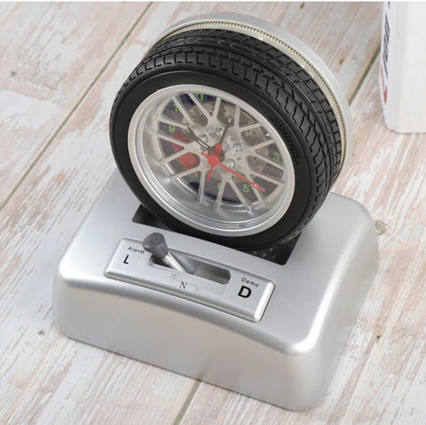 Non Ticking Tyre Shape Metal Alarm Clock