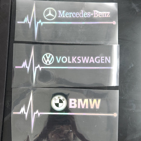 Heartbeat Brand Logo Laser Reflective Car Sticker (2 Pcs Set)