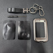 Renault New Key Metal Alloy Leather Keycase with Holder & Rope Chain