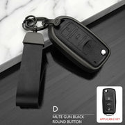Volkswagen Old Flip Key Exclusive Aluminium Alloy Leather 2.0 Keycase with Holder & Rope Chain