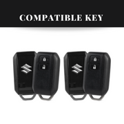 Suzuki Swift/Baleno/Ignis/Scross 2 Button Key Luxury Pure Handmade Oilwax Leather Keycase with Logo, Caption, Hook, and Chain