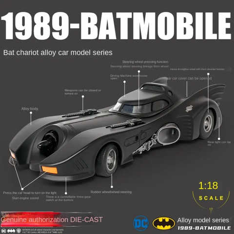 1989 Batmobile Metal Diecast Car 1:18 (28x11 cm)