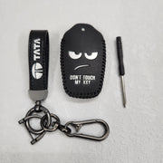 Tata Harrier/Nexon/Safari Luxury Pure Handmade Oilwax Leather Keycase with Logo, Caption, Hook, and Chain