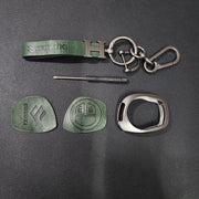 Suzuki Old Key Metal Alloy Leather Keycase with Holder & Rope Chain