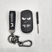 Mahindra XUV700,Scorpio,Thar Luxury Pure Handmade Oilwax Leather Keycase with Logo, Caption, Hook, and Chain