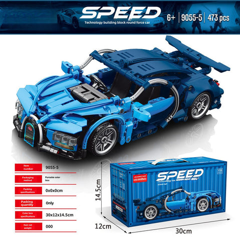 Bugatti Blue Container Version Building Blocks Car 473 Pcs, 1:18 Scale