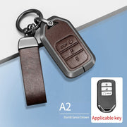 Honda Keyless (3 Button Key) Exclusive Aluminium Alloy Leather 2.0 Keycase with Holder & Rope Chain