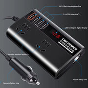 200W On-Board Power Inverter 12/24DC to 110-220V On-Board Inverter 4 USB Ports, with Switch and LED Display