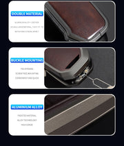 Kia Facelift Keyless (4 Button Key) Exclusive Aluminium Alloy Leather 2.0 Keycase with Holder & Rope Chain