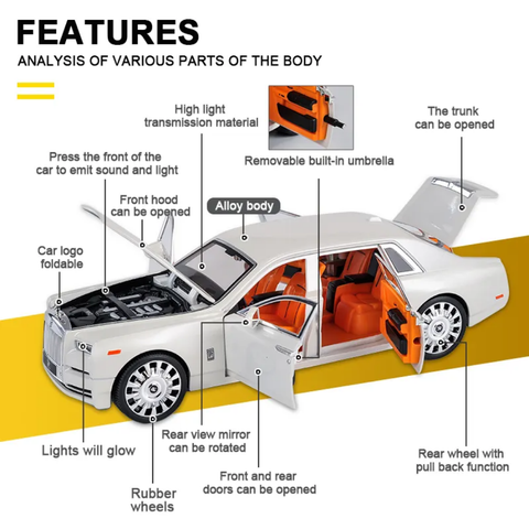 Rolls Royce Phantom Metal Diecast Car 1:20 (22.5 x 9 cm)